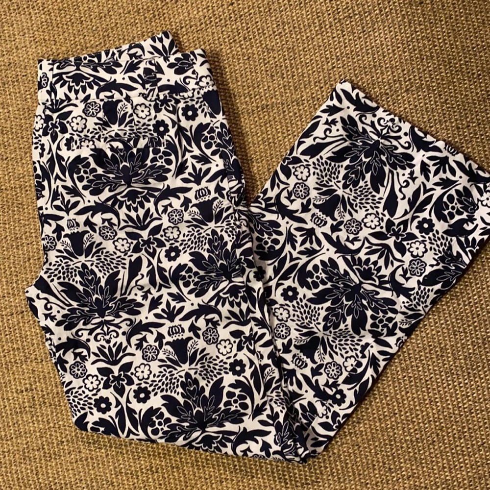 LOFT wide leg floral linen pants Sz 00P
